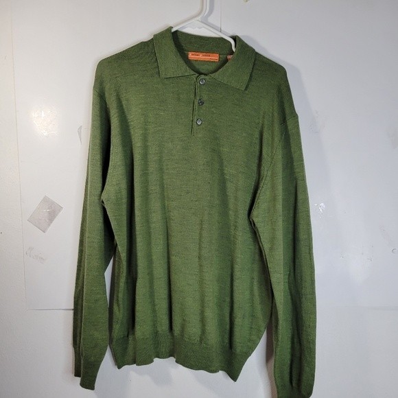 Mens Sette Ponti 100% Merino Wool Green Sweater Small hole/snag Size XL - Picture 1 of 8